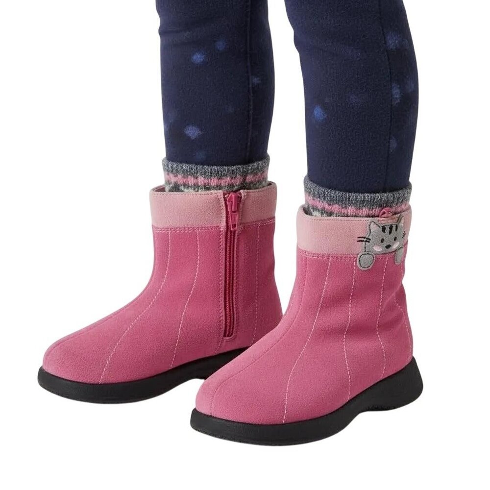 Munchkin Kids Girls Pink Peek A Boo Pink Snow Winter Ankle Boots Size 7W